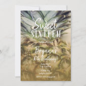 Gouden Tropische Ananas Zoete 16 Feestje Kaart (Voorkant)