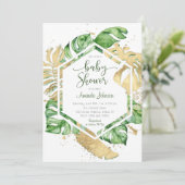 Gouden Tropische Baby Shower Uitnodiging (Staand voorkant)