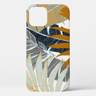 Gouden tropische bladeren silhouet iPhone 12 hoesje