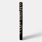 Gouden tropische bladeren, witte scriptnaam op zwa Case-Mate iPhone case (Achterkant / Links)