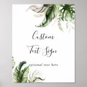 Gouden Tropische Groene Aangepaste Tekst Bord Poster (Voorkant)