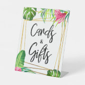 gouden tropische Kaarten en stiften Reclamebord Met Voetstuk (Voorkant)