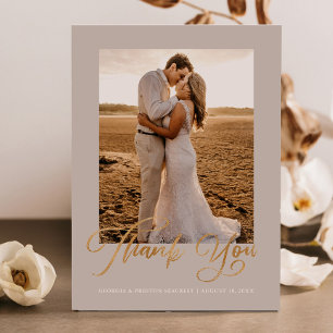 Gouden Trouw Dank Je Foto Kaart Minimal Script