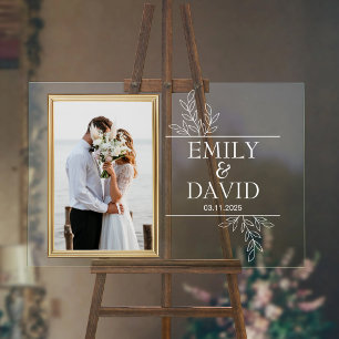 Gouden Trouw Kader Elegante Bloem Typografie Acryl Bord
