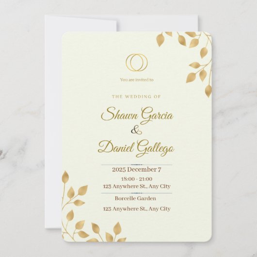 gouden trouw uitnodiging template (Voorkant)