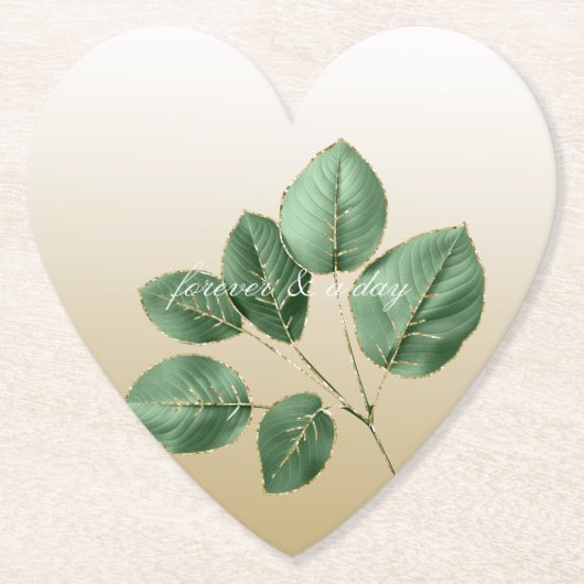 Gouden trouwbladeren kartonnen onderzetters (Voorkant)