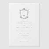 Gouden Trouwkam Custom Trouwkleding Initialen Vellum Uitnodigingen (Voorkant)