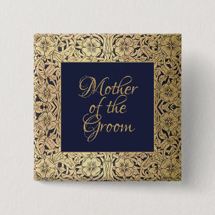 Gouden Trouwmoeder van de Bruidegom Elegante Trouw Vierkante Button 5,1 Cm