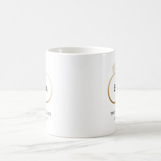 Gouden trouwring Monogram met datum Koffiemok (Center)