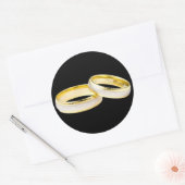 Gouden trouwringen aangepaste achtergrond kleur ronde sticker (Envelop)