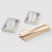 Gouden trouwringen en harten bruiloft programma handwaaier (Niet-gemonteerd)