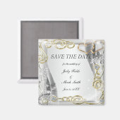 Gouden trouwringen en harten sparen de datummagnee magneet (Voorkant / Achterkant)