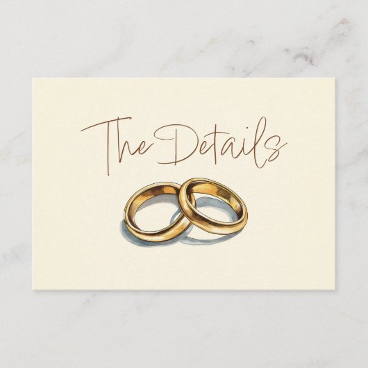 Gouden trouwringen met de details RSVP Enclosure Informatiekaartje (Voorkant)