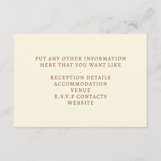 Gouden trouwringen met de details RSVP Enclosure Informatiekaartje (Achterkant)