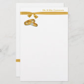 Gouden trouwringen met gouden lint briefpapier (Voorkant / Achterkant)