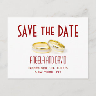 Gouden Trouwringen Rood Save the Date Briefkaarten