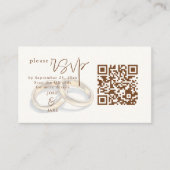 Gouden trouwringen rustieke RSVP QR-code Informatiekaartje (Voorkant)