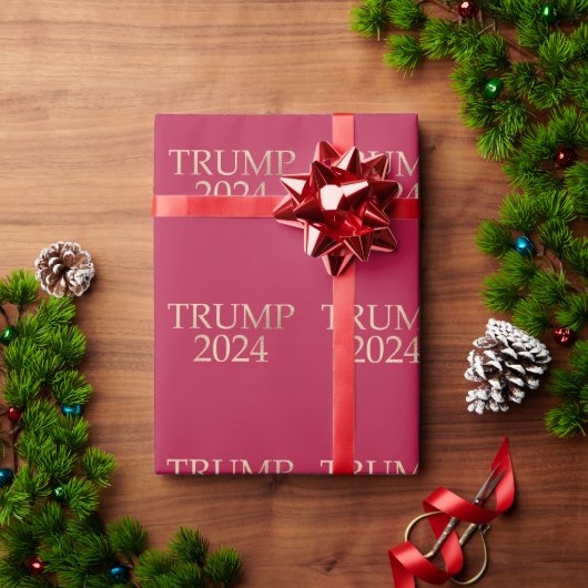 Gouden Trump 2024 op rood Cadeaupapier (Feestdagen Geschenken)