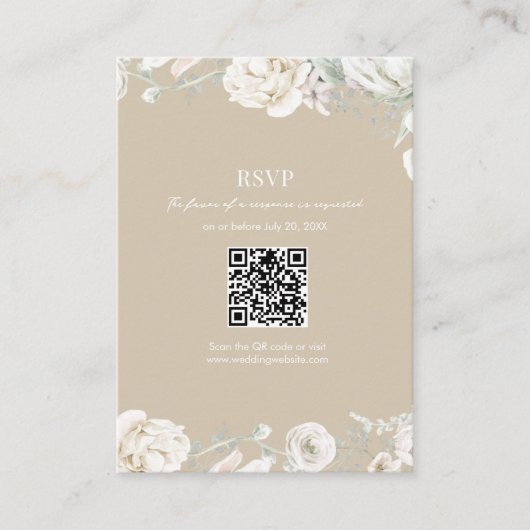 Gouden Tuin Bloemen QR Code Huwelijk RSVP Informatiekaartje (Voorkant)
