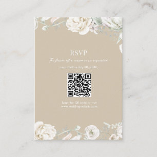 Gouden Tuin Bloemen QR Code Huwelijk RSVP Informatiekaartje