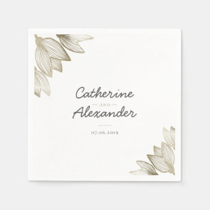 Gouden tulp bloesems   Gepersonaliseerde bruiloft Servet