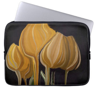 Gouden Tulp Trio op Zwart Laptop Sleeve