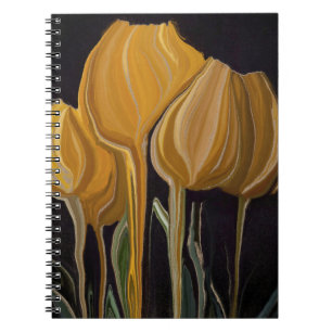 Gouden Tulp Trio op Zwart Notitieboek