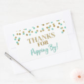 Gouden Turquoise Confetti Bedankt voor Popping By Rechthoekige Sticker (Envelop)