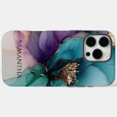 Gouden turquoise Paarse bloem Case-Mate iPhone Case (Achterkant (horizontaal))