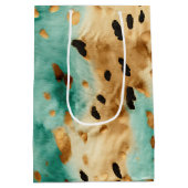 Gouden turquoise zwarte dierenprint medium cadeauzakje (Achterkant)