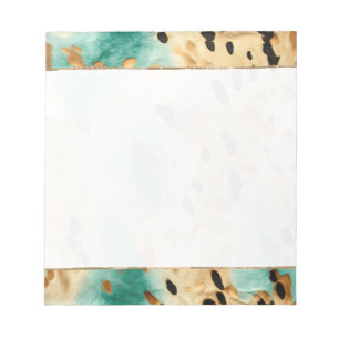 Gouden turquoise zwarte dierenprint notitieblok