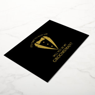 Gouden Tuxedo Suit Gepersonaliseerde Groomsman Voo Folie Uitnodiging