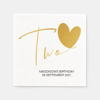 Gouden Tweede Verjaardag Twee Kinder Party Decor s Servet