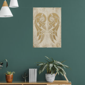 Gouden Tweeling Engelenvleugels Heilige Kunst Spir Poster