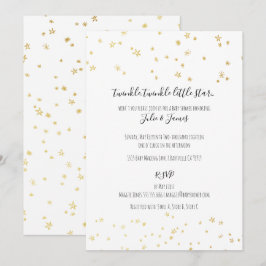 Gouden Twinkle Kleine Sterren Baby Douche Uitnodig Kaart