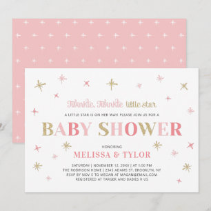 Gouden Twinkle Twinkle Little Star Meisje Baby Sho Kaart