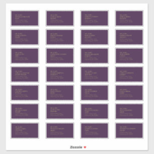 Gouden Type Deco   Donker Paarse gastadreslabel Sticker