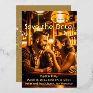 Gouden Type Save the Wedding Date Folie Uitnodigin Uitnodiging