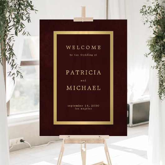 Gouden typografie dieprode acryl welkomstbord bord
