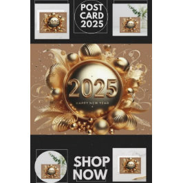 Gouden typografie Gelukkig Nieuwjaar 2025 Bagagelabel