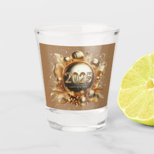 Gouden typografie Gelukkig Nieuwjaar 2025 Shot Glas