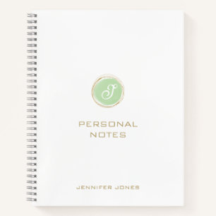 Gouden typografie groene waterverf monogram naam notitieboek