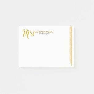 Gouden Typografie Mrs. Gold Stripes Modern Design Post-it® Notes