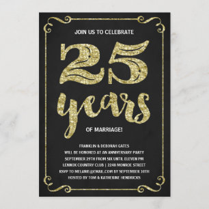 Gouden Typografie Nep Folie 25ste Verjaardag Kaart