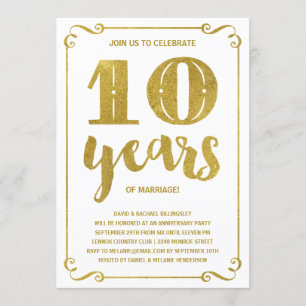 Gouden typografie Nepfolie 10e trouwdag Kaart