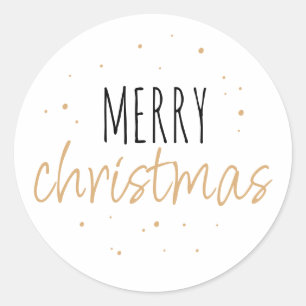 Gouden Typografie Vrolijk Kerstfeest Ronde Sticker
