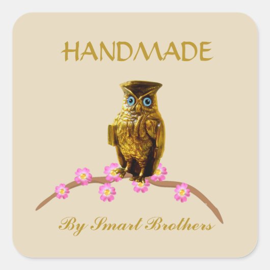 Gouden Uil Handgemaakte Sticker (Voorkant)