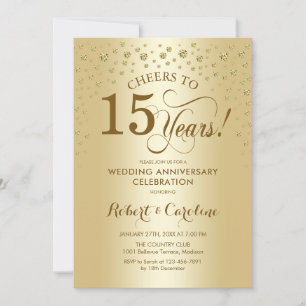 Gouden uitnodiging voor 15-jarig jubileumfeest