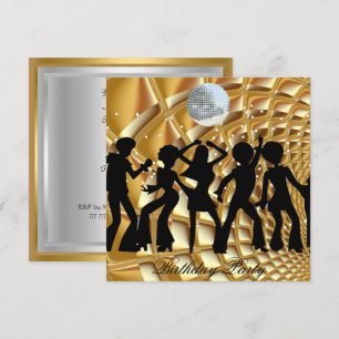 Gouden uitnodiging voor Disco Verjaardagsfeest