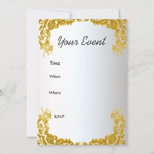 Gouden uitnodiging voor feest (Voorkant)